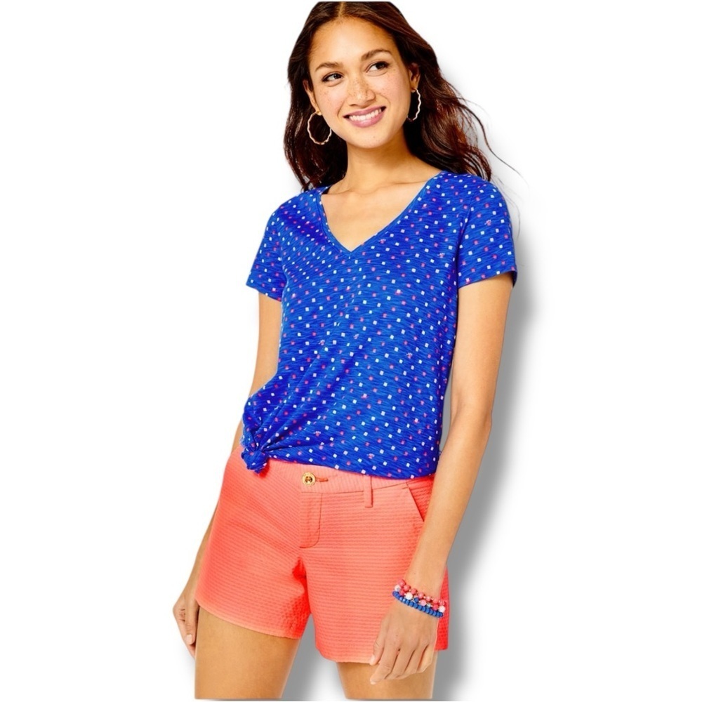 LILLY PULITZER NWT Cotton Etta Top - Borealis Blue Lilly Squared - Size XL